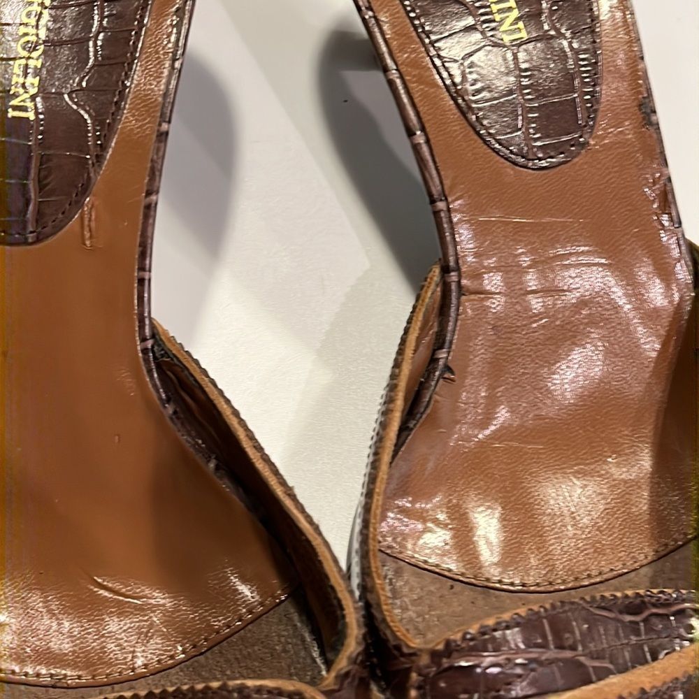 Enzo Angiolini embossed brown pointed heels mules sz 10 - Picture 15 of 15